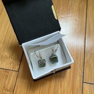 Silver Earrings with Green Stone - never worn